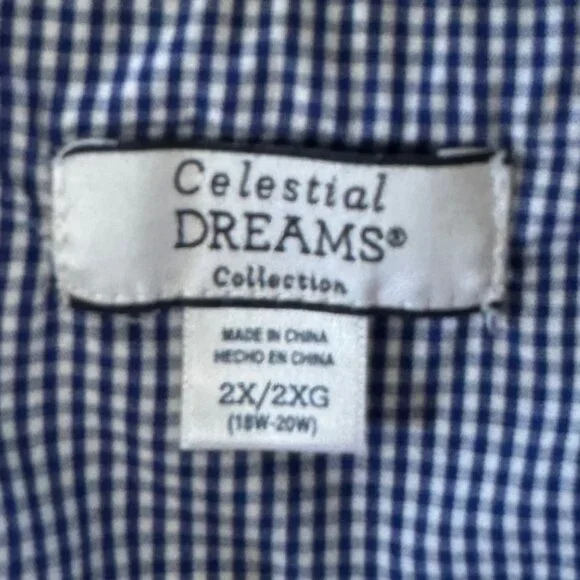 Celestial Dreams Nightgown & Robe Women's Sz 2X/3X Blue & White Floral & Checked - Picture 10 of 12